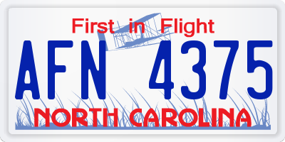 NC license plate AFN4375