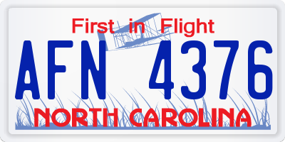 NC license plate AFN4376