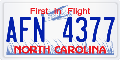 NC license plate AFN4377