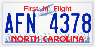 NC license plate AFN4378