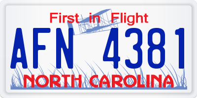 NC license plate AFN4381