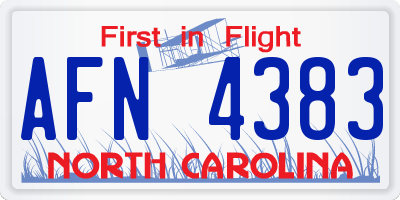 NC license plate AFN4383