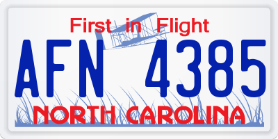 NC license plate AFN4385