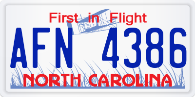 NC license plate AFN4386