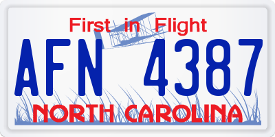 NC license plate AFN4387