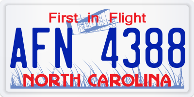 NC license plate AFN4388