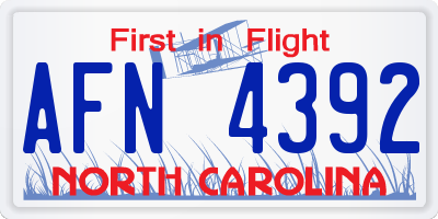 NC license plate AFN4392