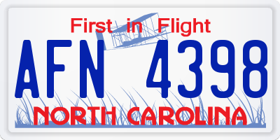 NC license plate AFN4398