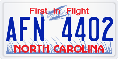 NC license plate AFN4402