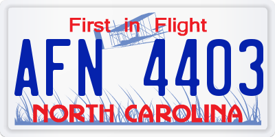 NC license plate AFN4403