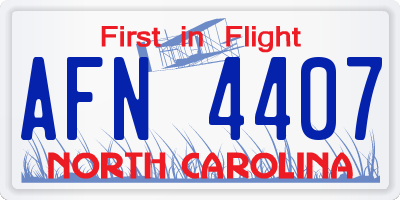 NC license plate AFN4407
