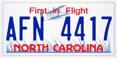 NC license plate AFN4417