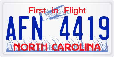 NC license plate AFN4419