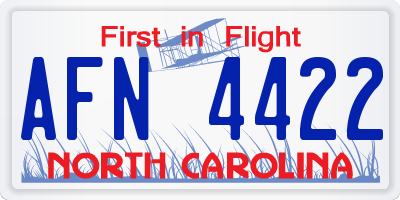NC license plate AFN4422