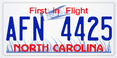 NC license plate AFN4425
