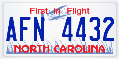 NC license plate AFN4432