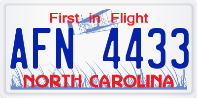 NC license plate AFN4433