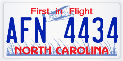 NC license plate AFN4434