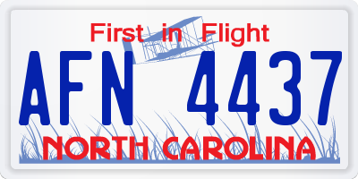 NC license plate AFN4437