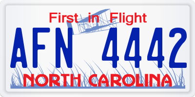 NC license plate AFN4442