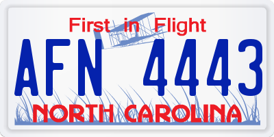 NC license plate AFN4443