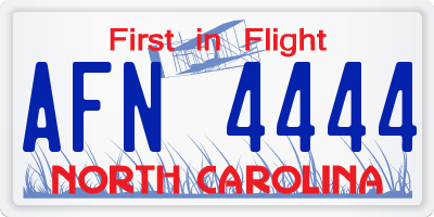 NC license plate AFN4444
