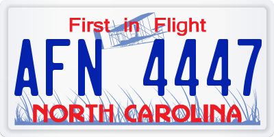 NC license plate AFN4447