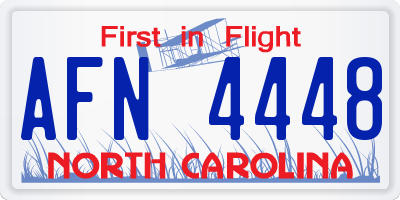 NC license plate AFN4448