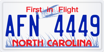 NC license plate AFN4449