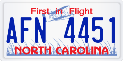 NC license plate AFN4451