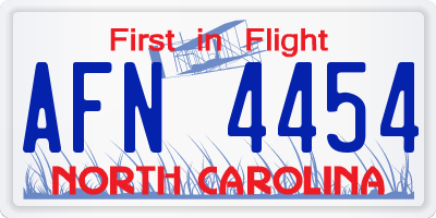 NC license plate AFN4454