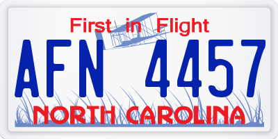 NC license plate AFN4457