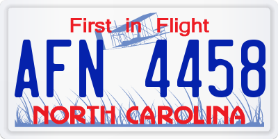 NC license plate AFN4458