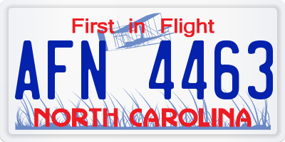 NC license plate AFN4463