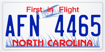 NC license plate AFN4465