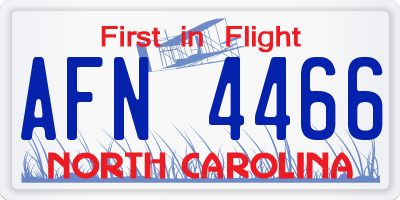 NC license plate AFN4466