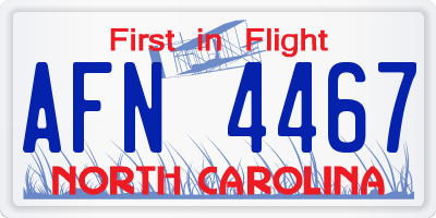 NC license plate AFN4467