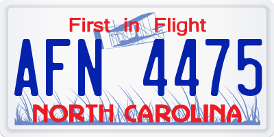 NC license plate AFN4475