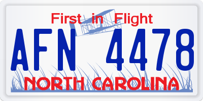 NC license plate AFN4478