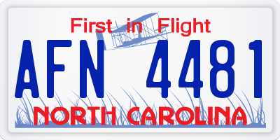 NC license plate AFN4481