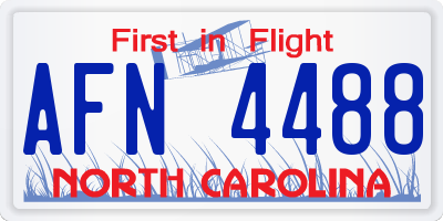 NC license plate AFN4488
