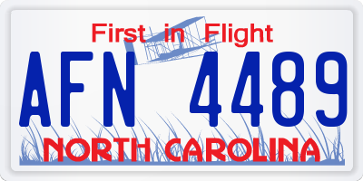 NC license plate AFN4489