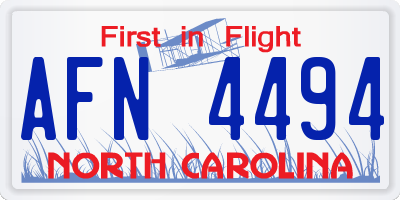 NC license plate AFN4494