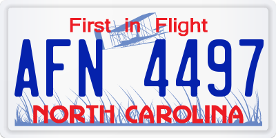 NC license plate AFN4497