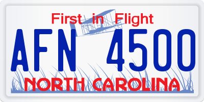 NC license plate AFN4500