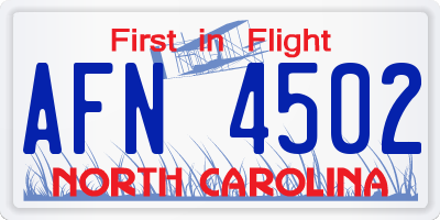 NC license plate AFN4502