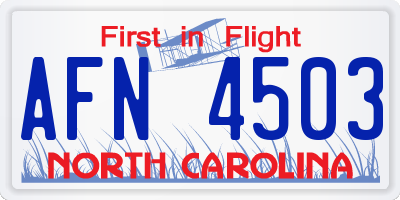 NC license plate AFN4503