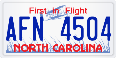 NC license plate AFN4504