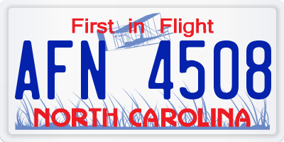 NC license plate AFN4508