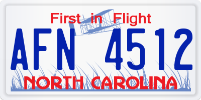 NC license plate AFN4512